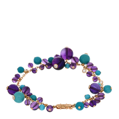 Cartier 18K Rose Gold Diamond Turquoise Amethyst Les Delices de Goa Bracelet 2 of 3