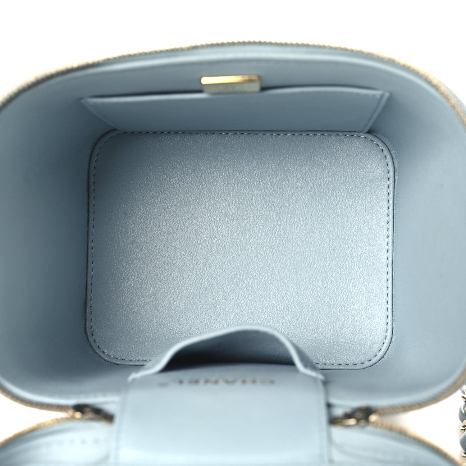Chanel Caviar Quilted Small Top Handle Vanity Case With Chain Light Blue 5 of 12
