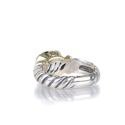 David Yurman Sterling Silver 14K Yellow Gold Chalcedony 10mm Noblesse Ring 54 7 3 of 6