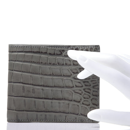 Bottega Veneta Crocodile Bi-Fold Wallet Grey 2 of 10