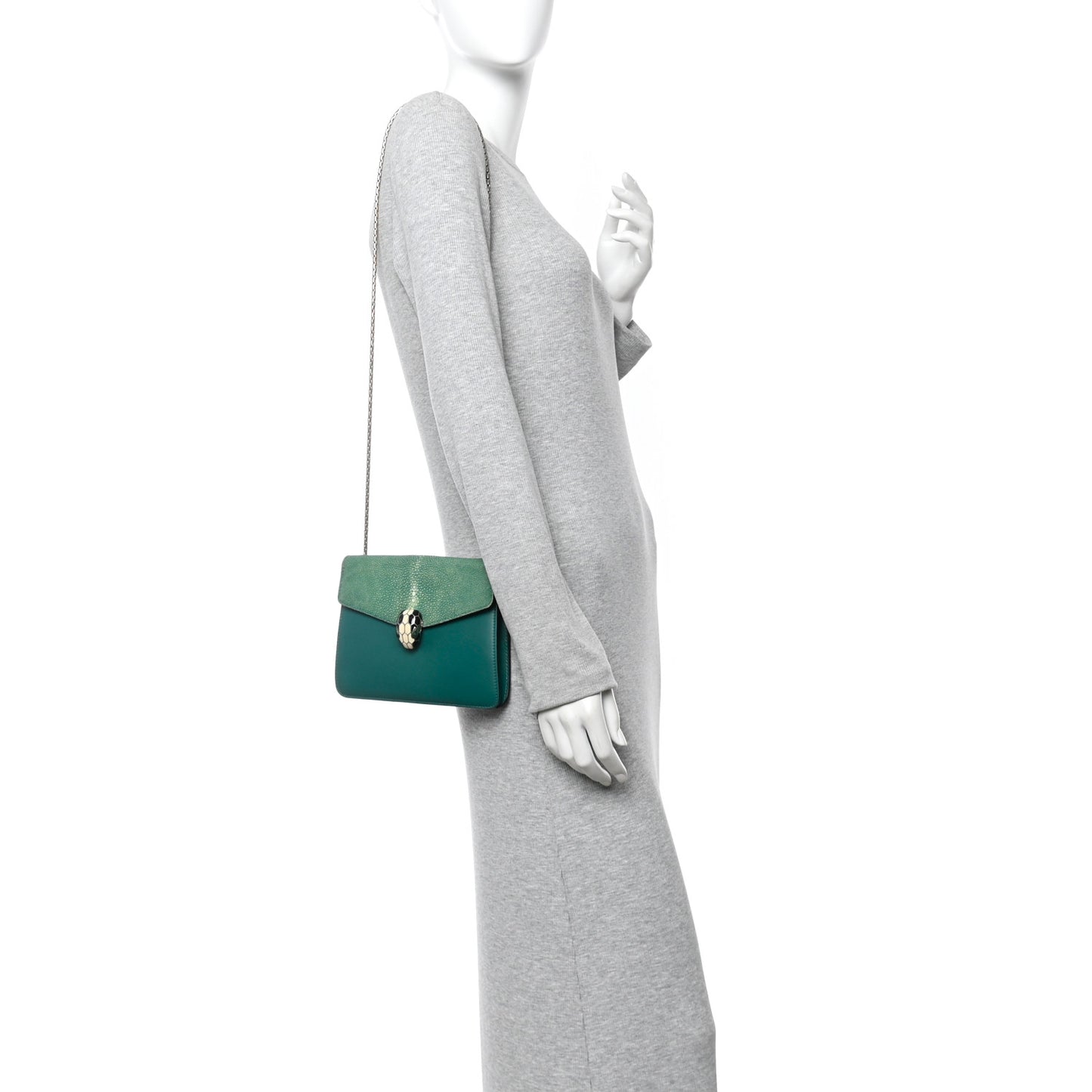 Galuchat Calfskin Serpenti Forever Crossbody Bag Green