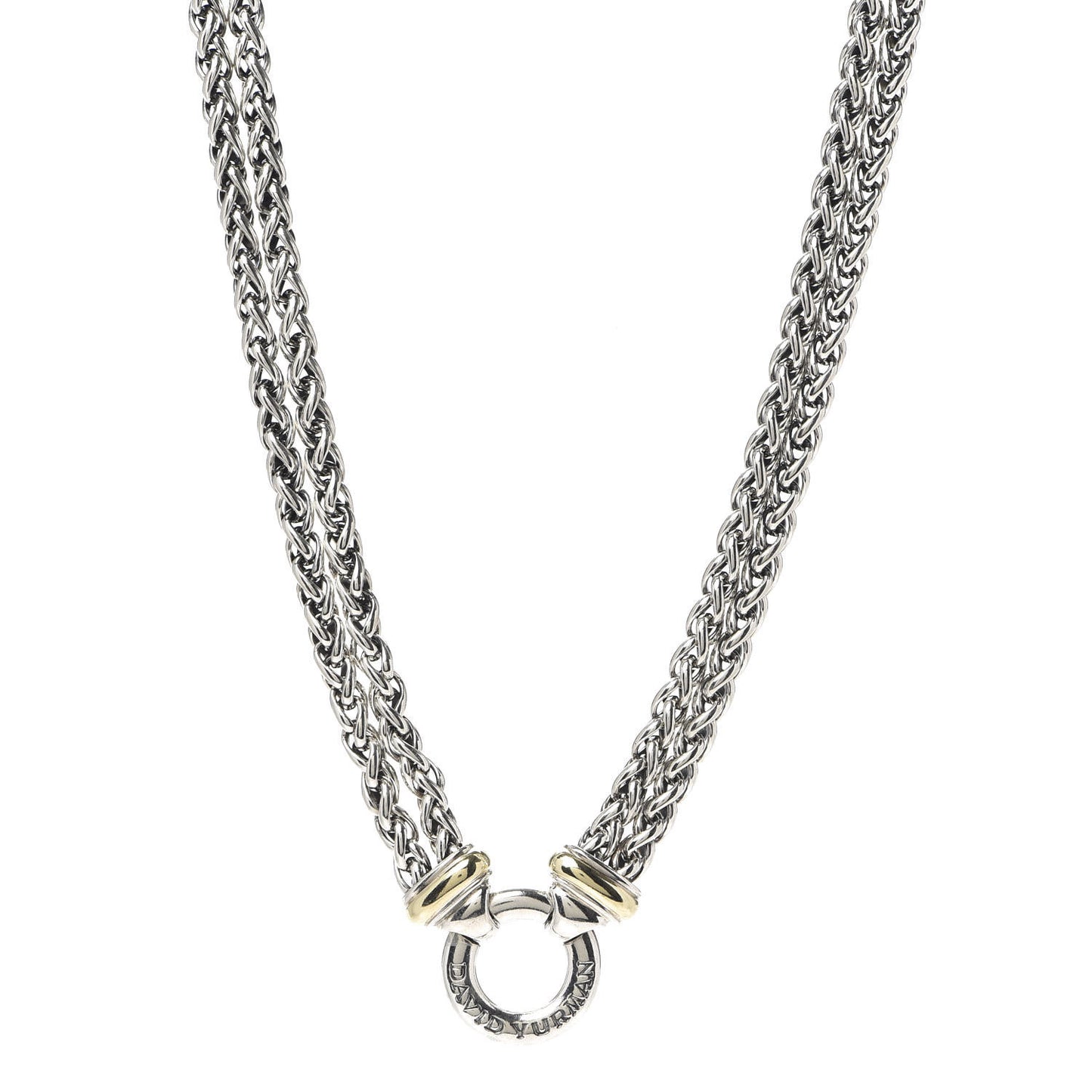 Sterling Silver 18K Yellow Gold 8mm Double Wheat Chain Necklace