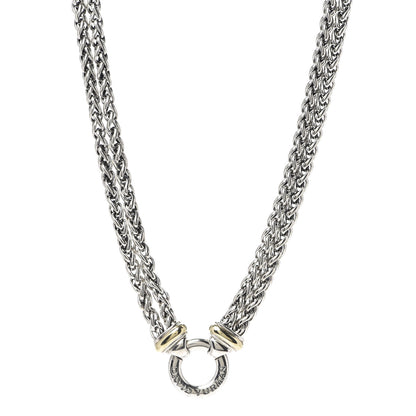 David Yurman Sterling Silver 18K Yellow Gold 8mm Double Wheat Chain Necklace 1 of 8