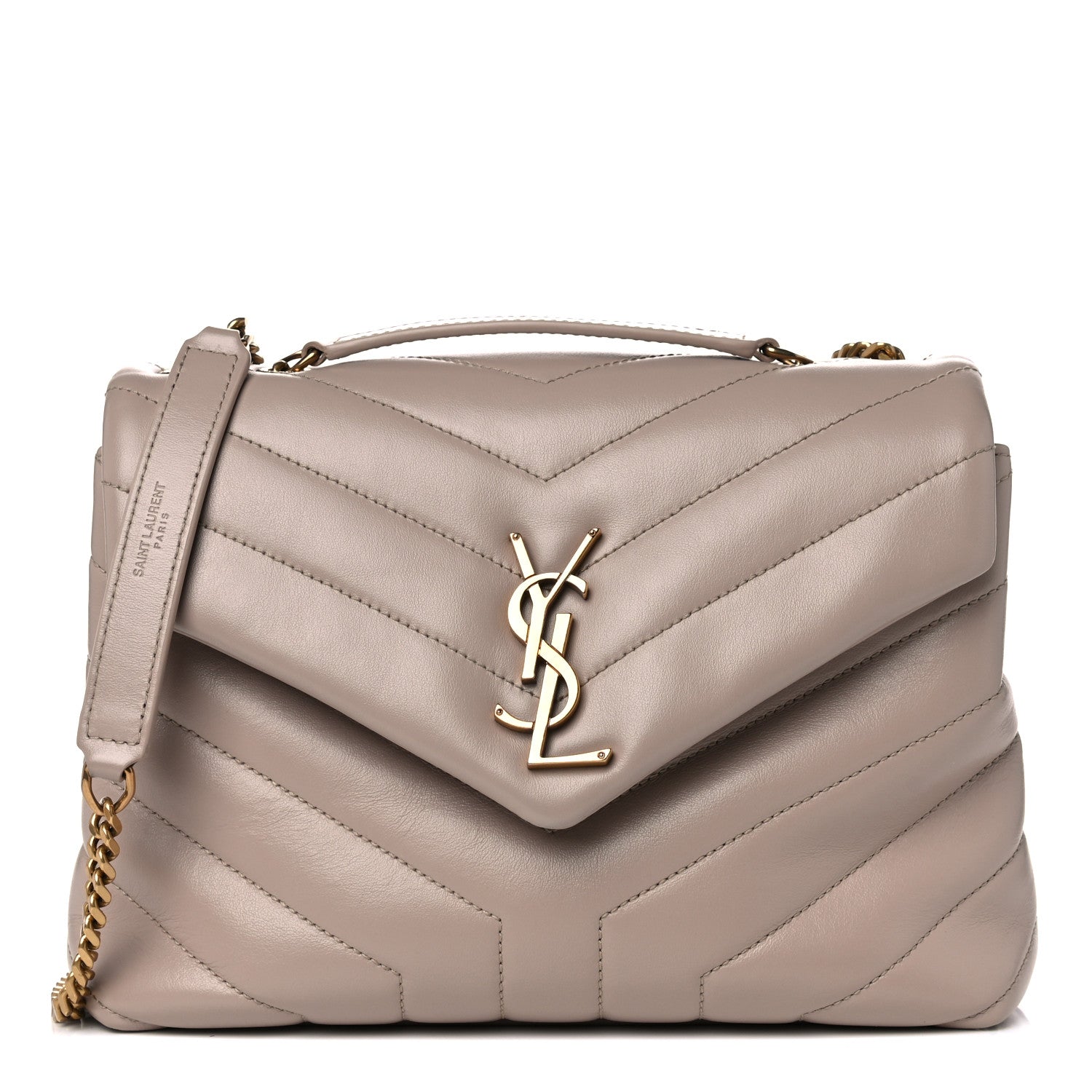 Saint Laurent Calfskin Y Quilted Monogram Small Loulou Chain Satchel Light Natural 1 of 13