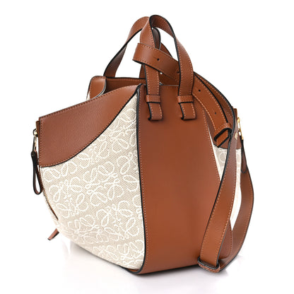 Loewe Calfskin Canvas Anagram Small Hammock Shoulder Bag Ecru Tan 3 of 8