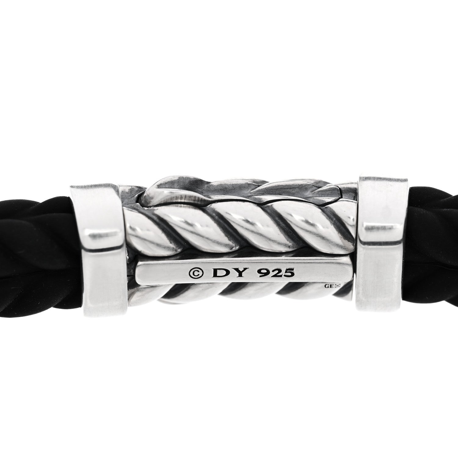 David Yurman Sterling Silver Rubber 9mm Chevron Bracelet Black 3 of 3
