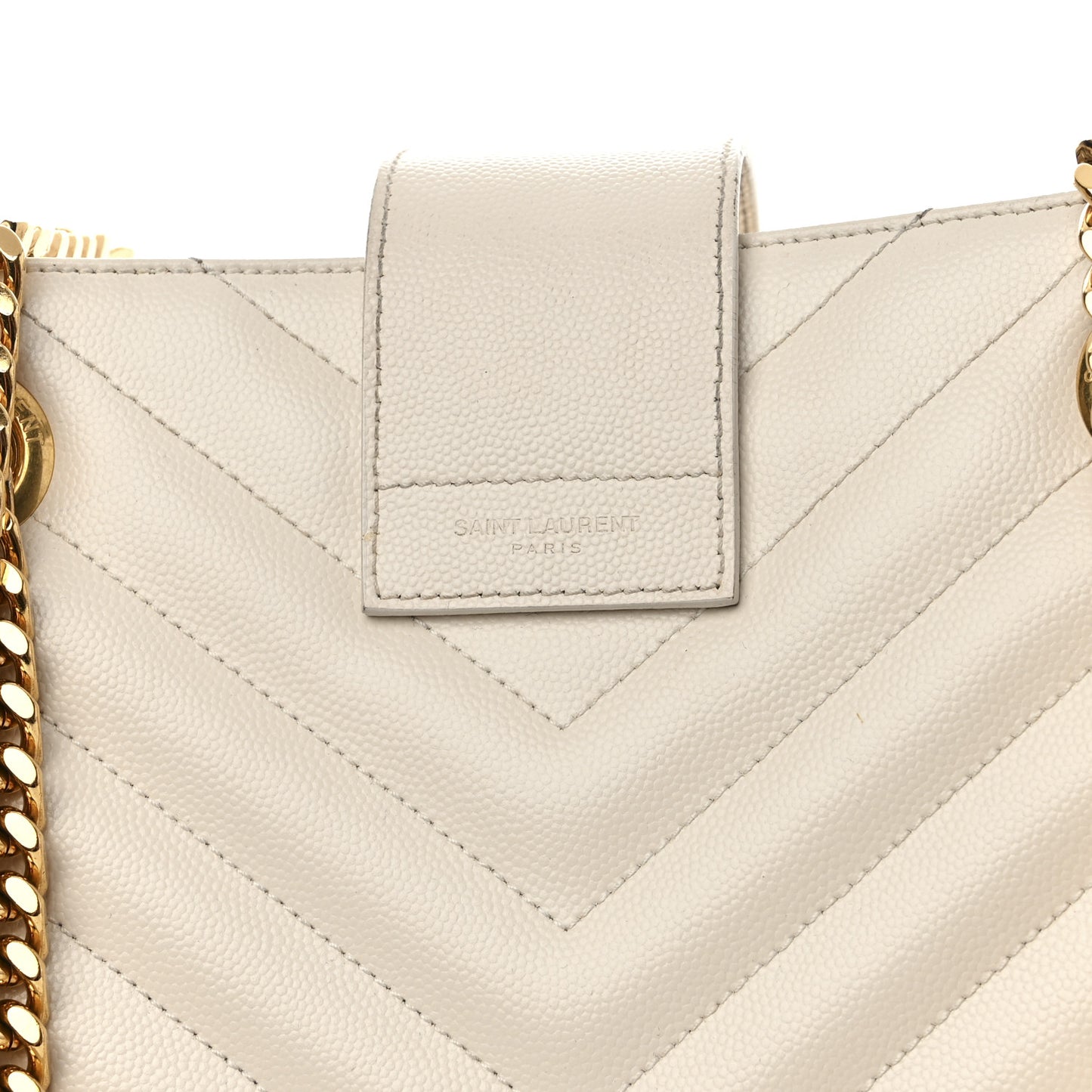 Grain De Poudre Matelasse Chevron Monogram Shopping Bag White