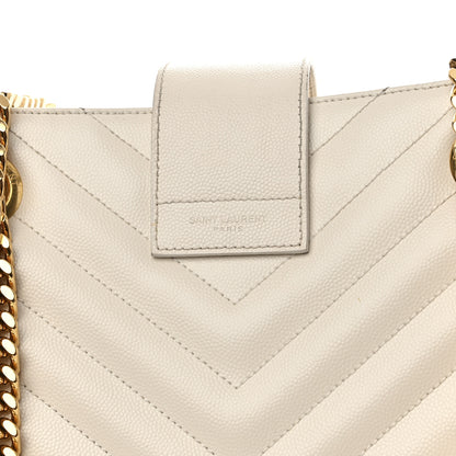 Saint Laurent Grain De Poudre Matelasse Chevron Monogram Shopping Bag White 17 of 18