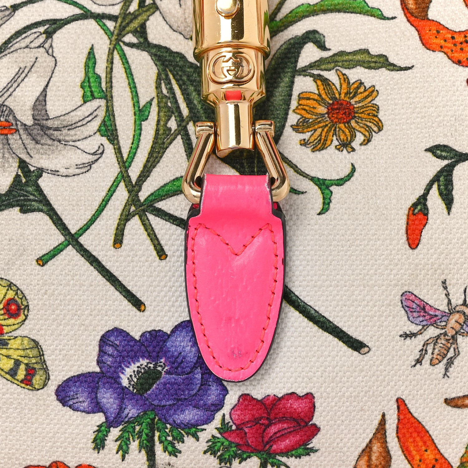 Gucci Canvas Flora Medium Jackie Hobo Fuchsia 13 of 20