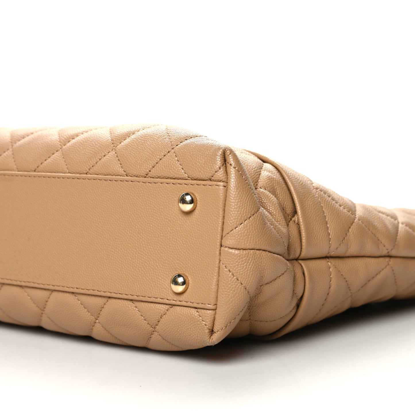 Caviar Quilted Rolled Up Tote Beige
