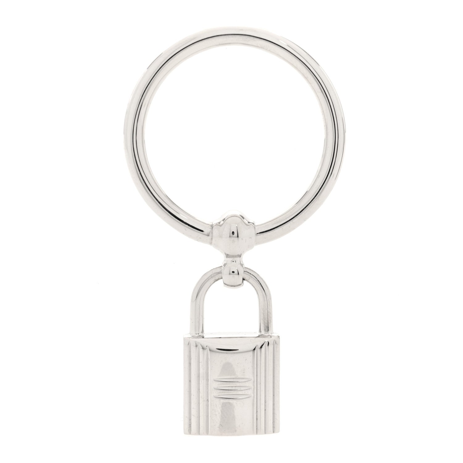 Hermes Palladium Mini Loop Charms Cadenas Scarf Ring Silver 1 of 4