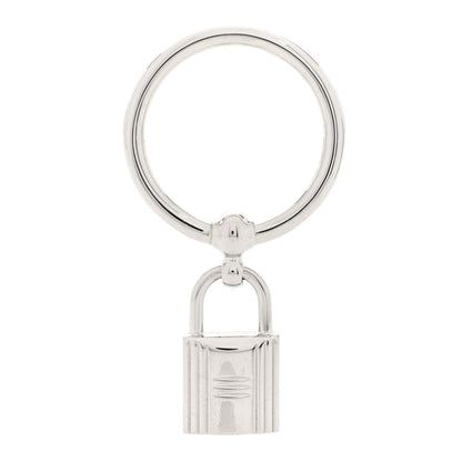 Hermes Palladium Mini Loop Charms Cadenas Scarf Ring Silver 1 of 4