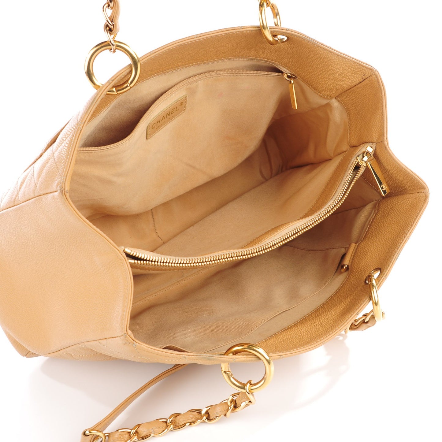 Caviar Quilted Grand Shopping Tote GST Beige