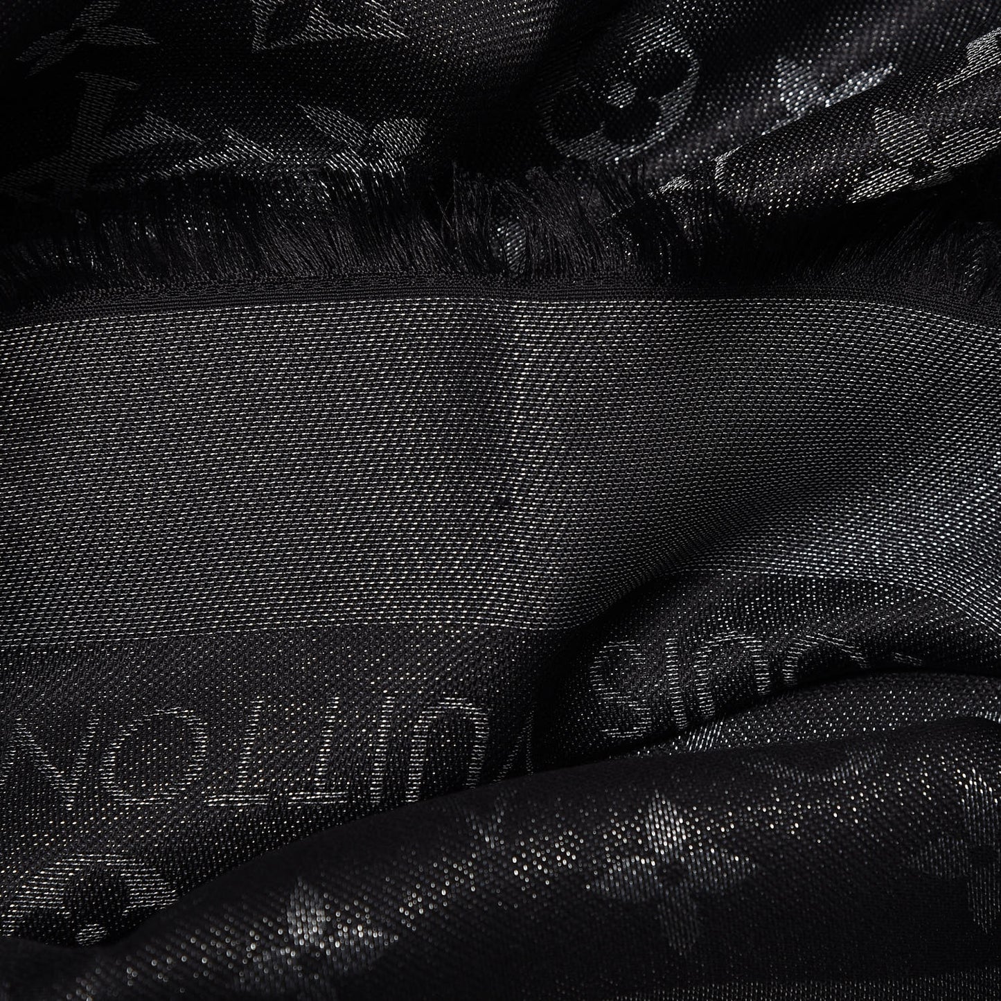 Silk Lurex Wool Monogram Shine Shawl Black