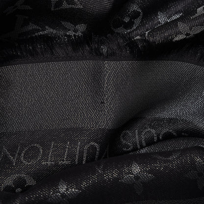 Louis Vuitton Silk Lurex Wool Monogram Shine Shawl Black 5 of 6