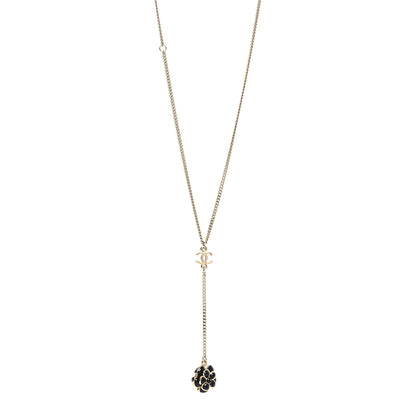 Chanel Enamel CC Camellia Necklace Gold Black 1 of 5
