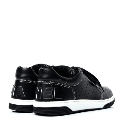 Chanel Calfskin Womens Logo Sneakers 38 Black White 3 of 13