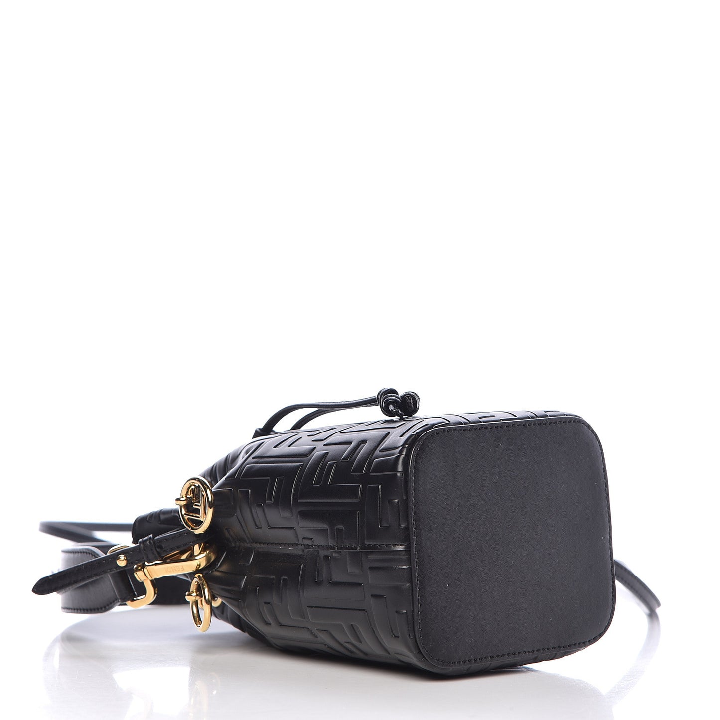 Vitello Liberty F is Fendi FF 1974 Embossed Mini Mon Tresor Bucket Bag Black