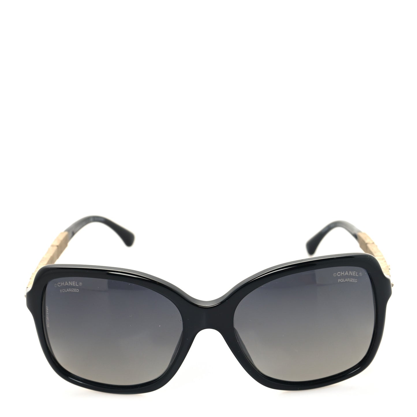 Crystal Baguette Polarized Square Sunglasses 5308-B Black