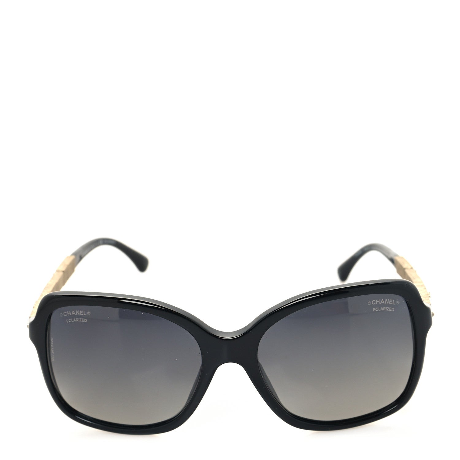Chanel Crystal Baguette Polarized Square Sunglasses 5308-B Black 2 of 8