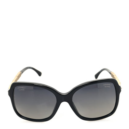 Chanel Crystal Baguette Polarized Square Sunglasses 5308-B Black 2 of 8