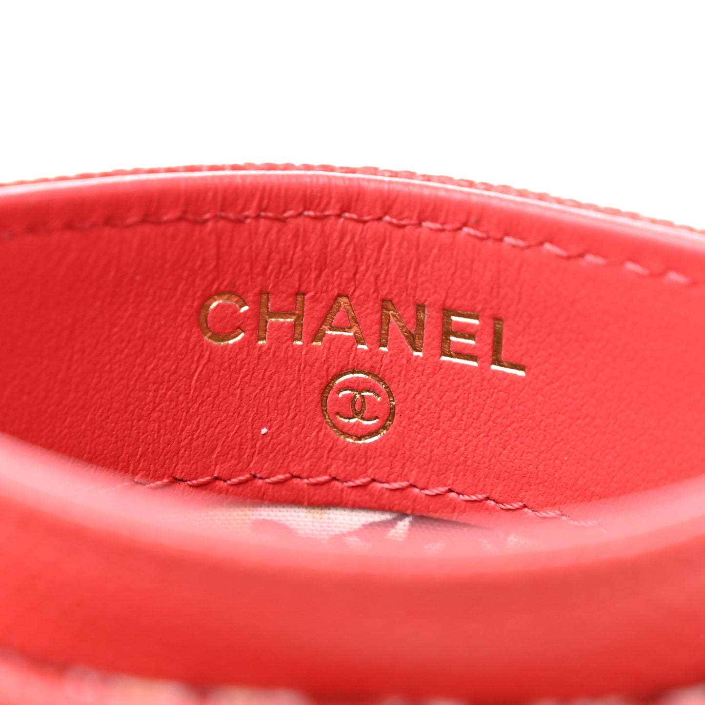 Caviar Metal Perforated Quilted CC Card Holder Red