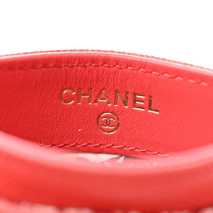 Chanel Caviar Metal Perforated Quilted CC Card Holder Red 6 of 9