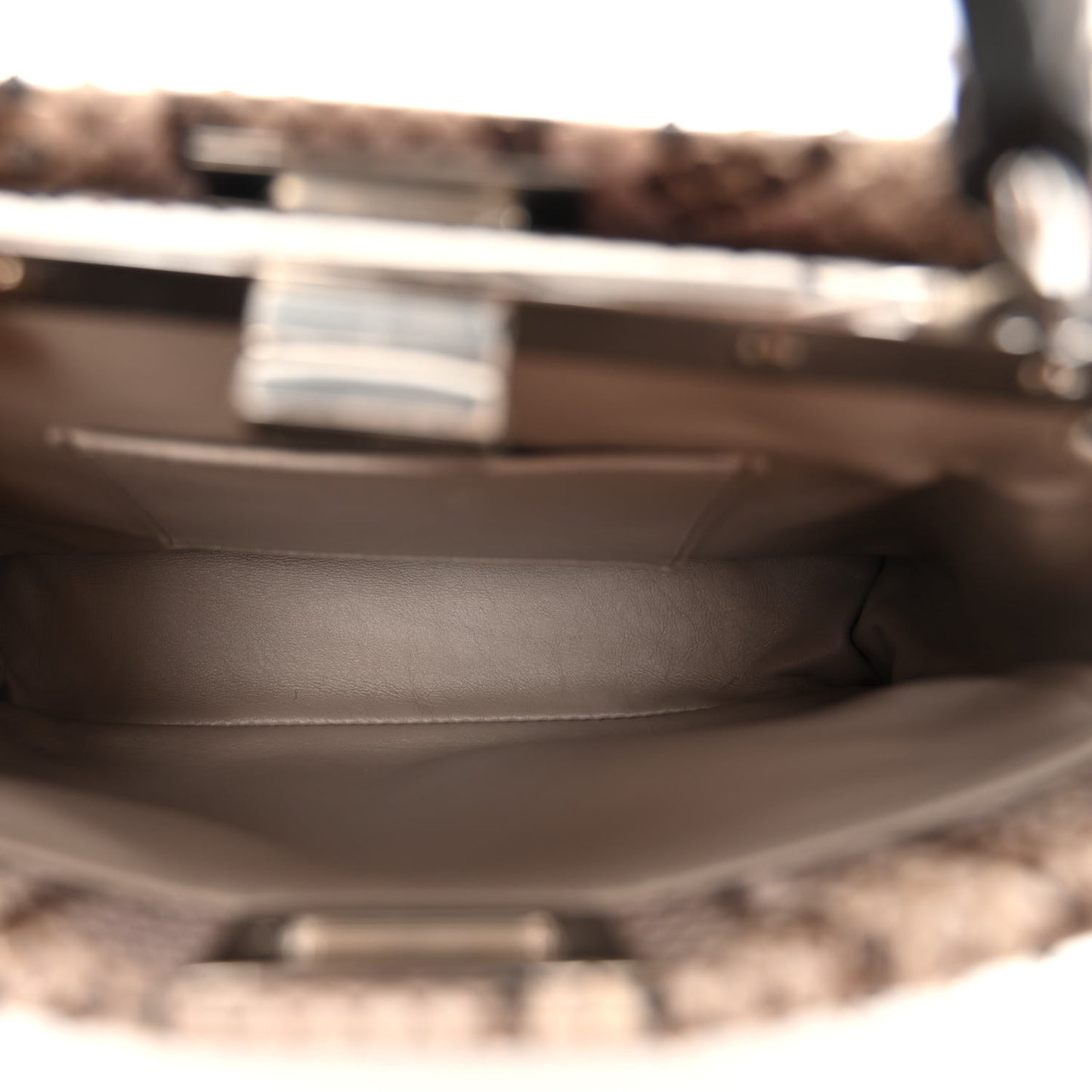 Snakeskin Shiny Nappa Mini Peekaboo Iconic Satchel Roccia Light Rose