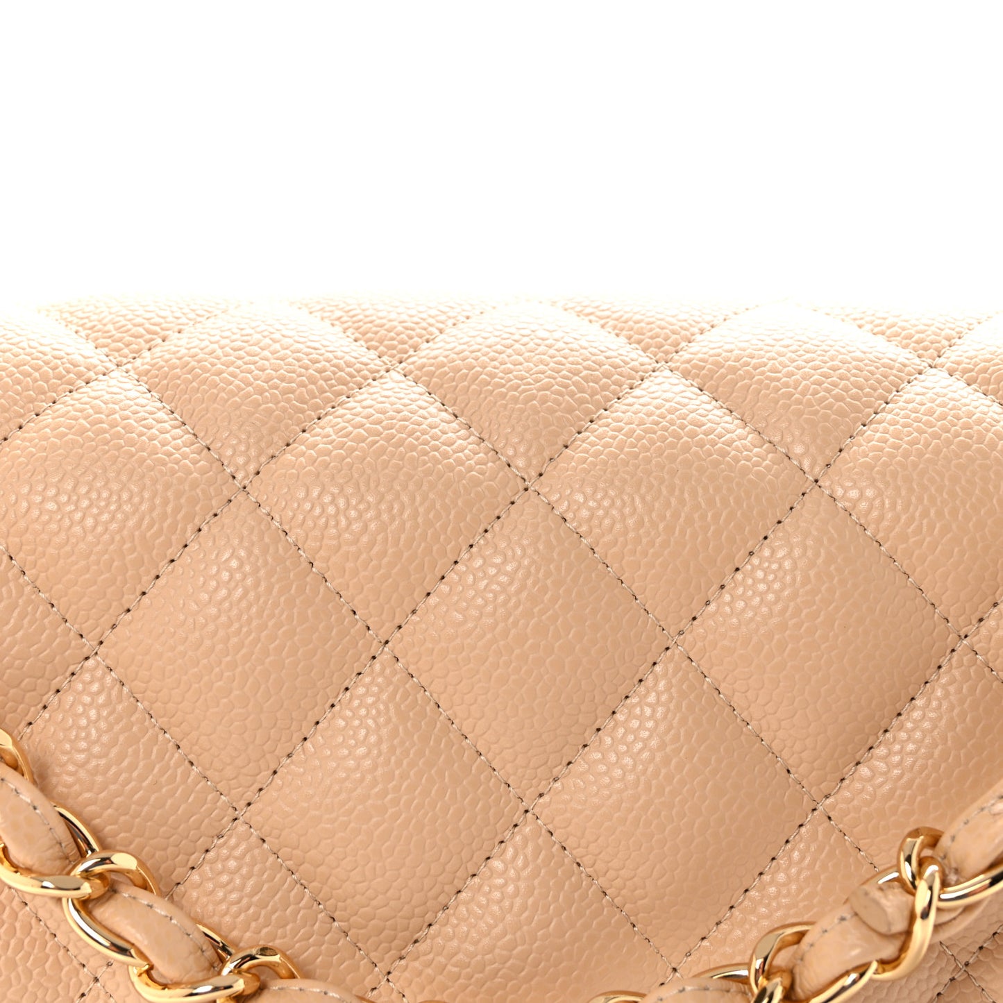 Caviar Quilted Jumbo Double Flap Beige