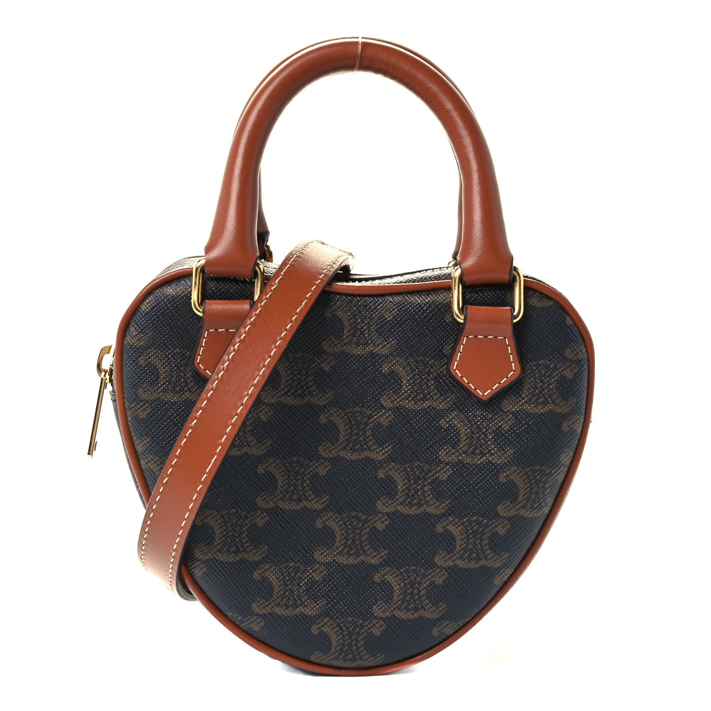 Triomphe Canvas Calfskin Heart Bag Tan