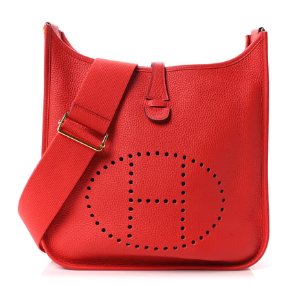 Hermes Taurillon Clemence EVELYNE III GM Rouge de Coeur 1 of 11
