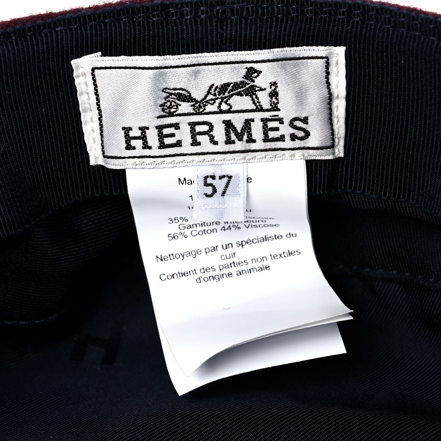 Hermes Glossy Lambskin Wool Womens Vauban Cap 57 7 of 8