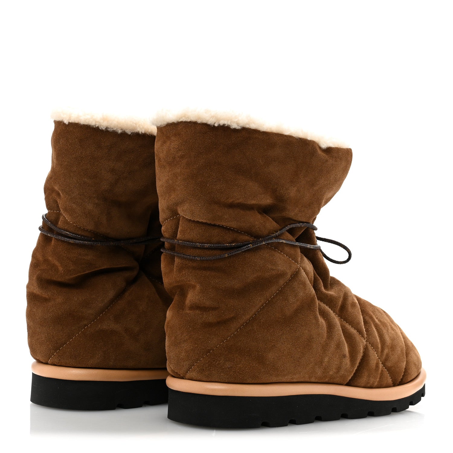 Louis Vuitton Suede Shearling Quilted Flat Ankle Boot 38 Beige 5 of 9