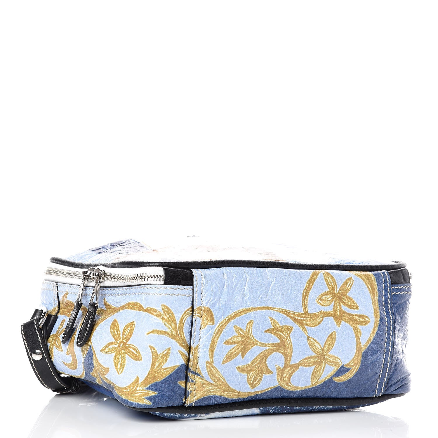 Balenciaga Agneau Floral Print Small Blanket Square Tote Bleu 4 of 9