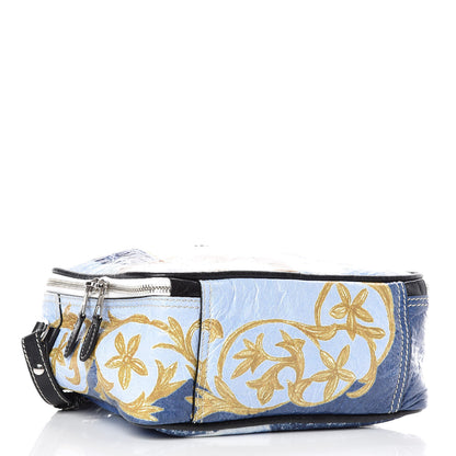 Balenciaga Agneau Floral Print Small Blanket Square Tote Bleu 4 of 9