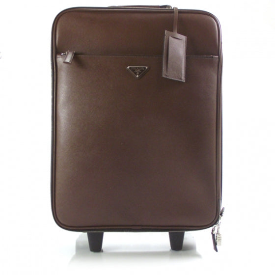 Prada Saffiano Rolling Suitcase Brown 1 of 11
