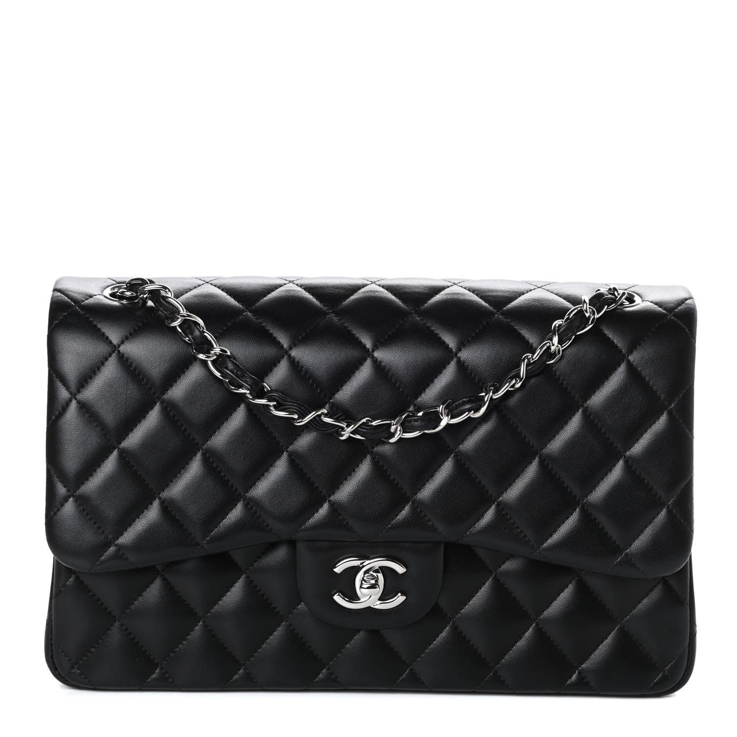 Chanel Lambskin Quilted Jumbo Double Flap Black 1 of 10