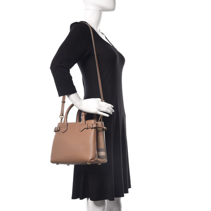 Burberry Grainy Calfskin House Check Small Banner Tote Tan 2 of 11