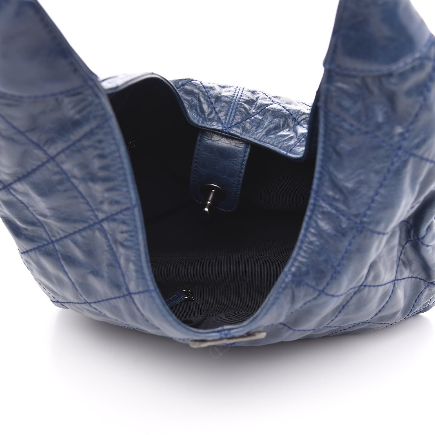 Chanel Aged Calfskin Quilted Coco Supple Hobo Blue 5 of 14
