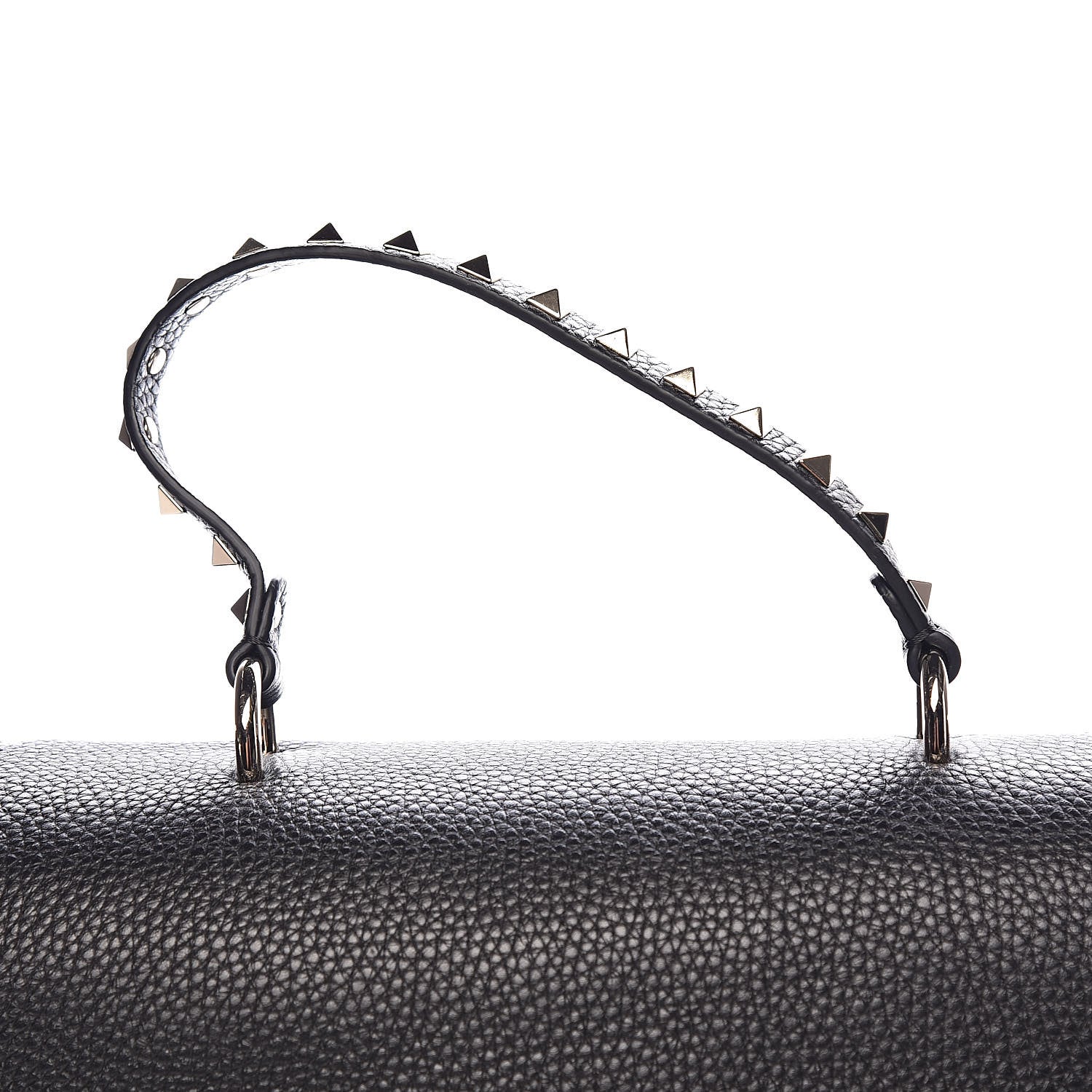Valentino Garavani Pebbled Calfskin Rockstud Single Handle Flap Bag Black 9 of 10
