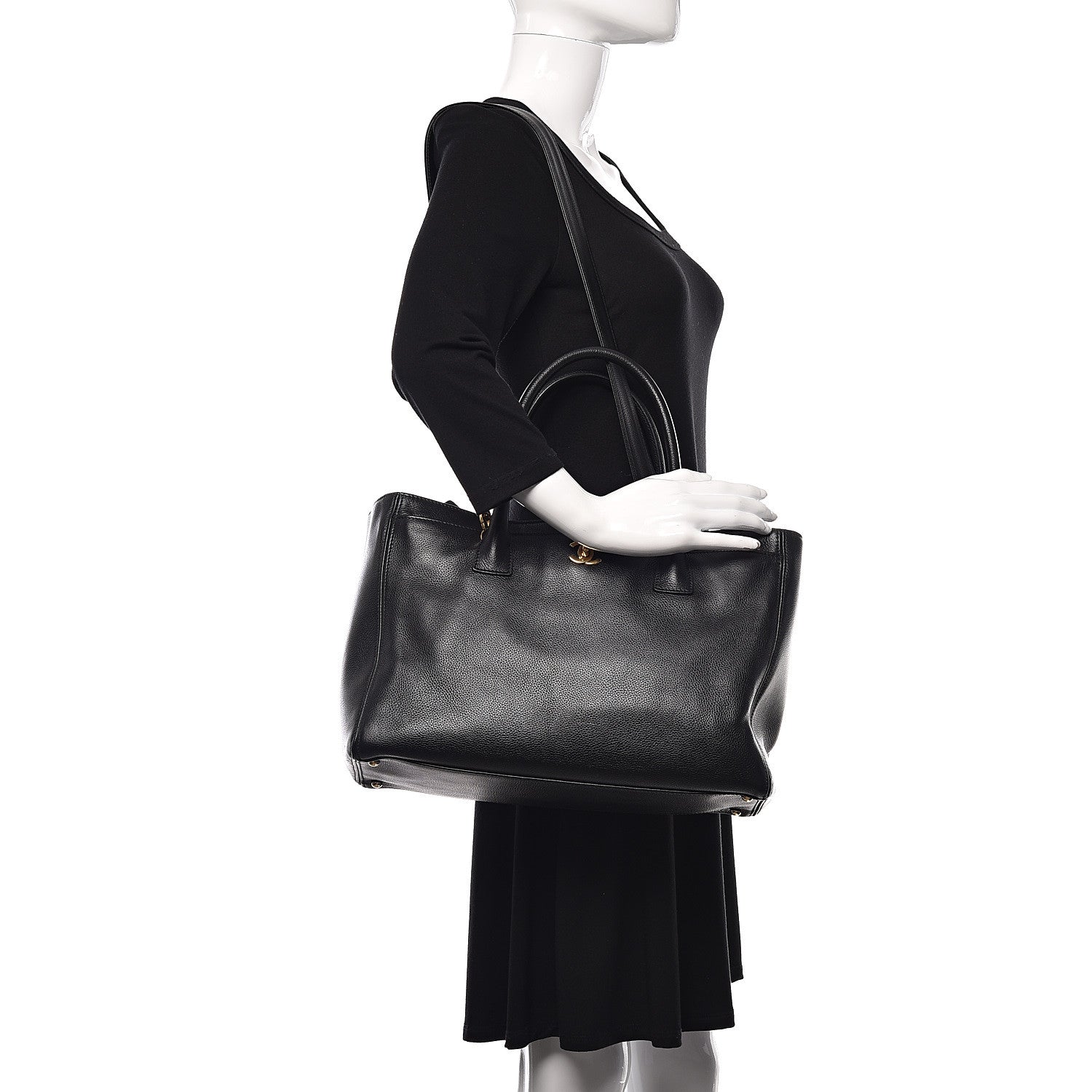 Chanel Calfskin Cerf Executive Shopper Tote Black 2 of 12