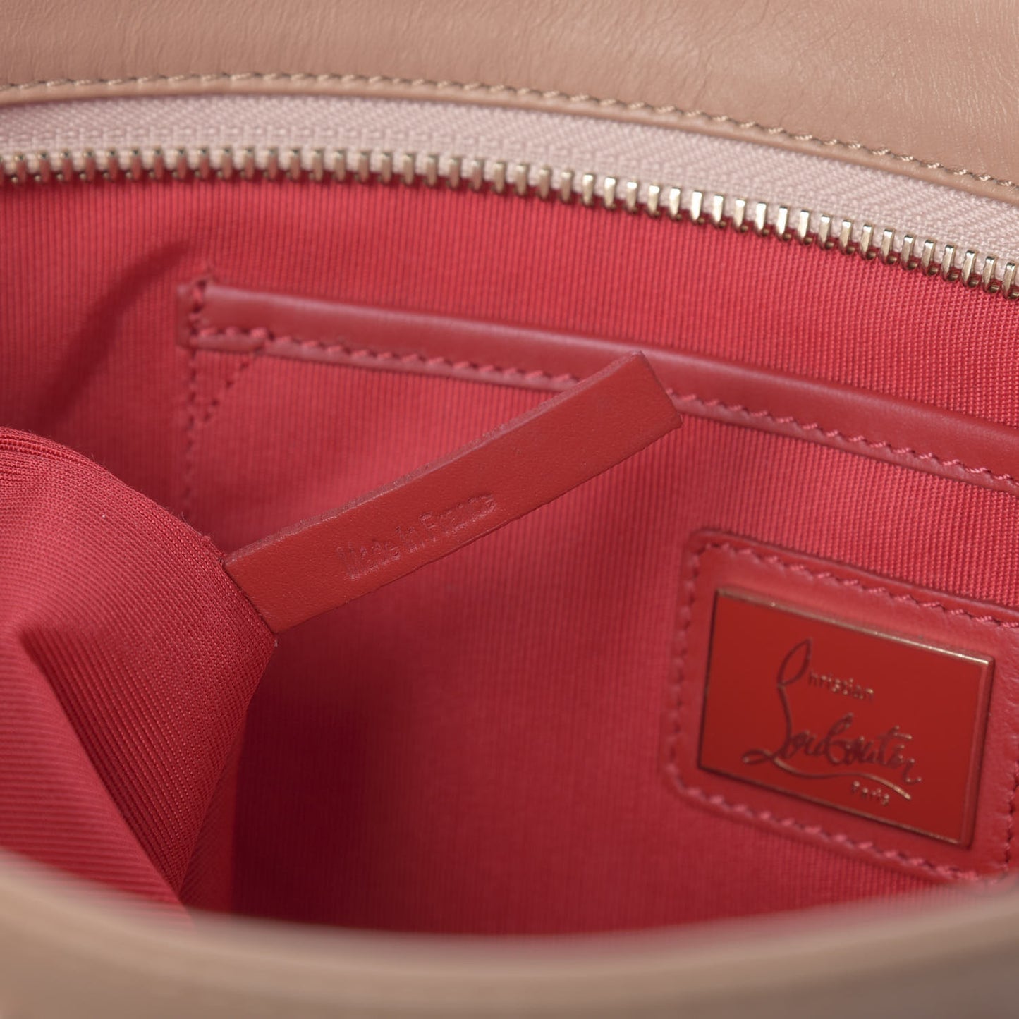 Calfskin Studded Loubiposh Chain Clutch Nude