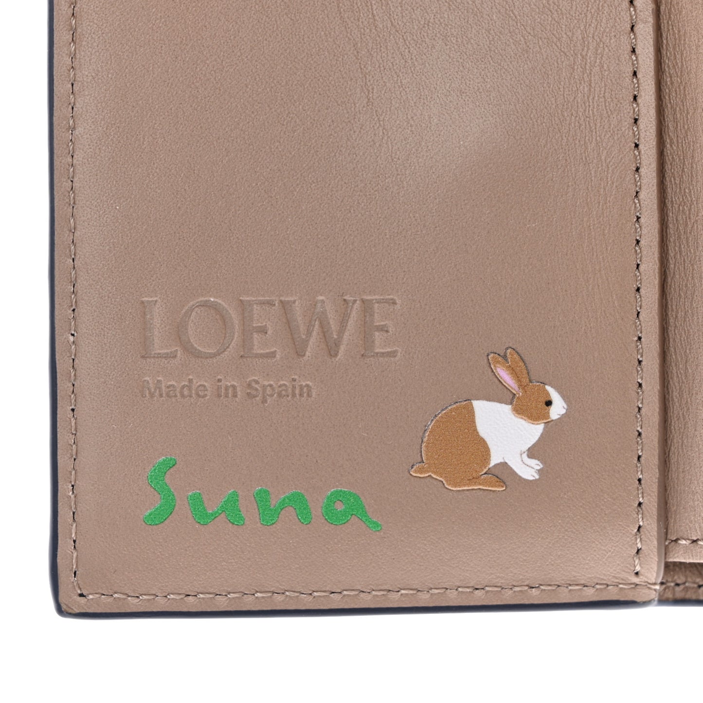 X SUNA FUJITA Nappa Bunny Trifold Wallet Deep Navy