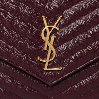 Saint Laurent Grain De Poudre Matelasse Chevron Monogram Envelope Clutch Rouge Legion 8 of 14