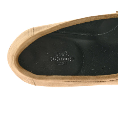 Hermes Suede Goatskin Womens Royal Loafers 37 Beige 7 of 13