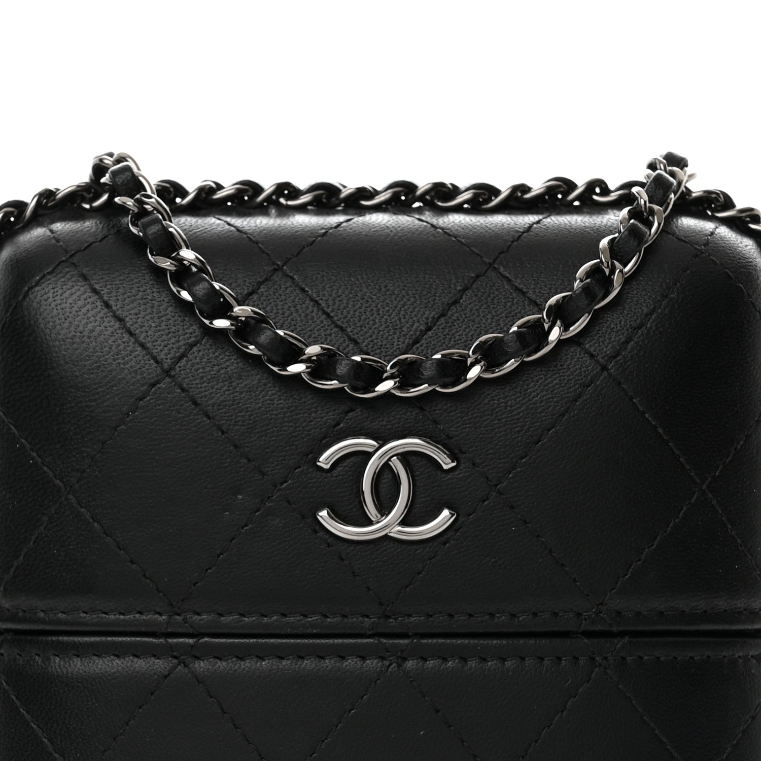 Chanel Lambskin Quilted Chain Around Phone Holder Black 8 of 10