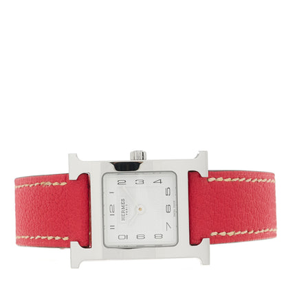 Hermes Stainless Steel Chevre Mysore 21mm Heure H Hour Quartz Watch Bougainvillea 2 of 4