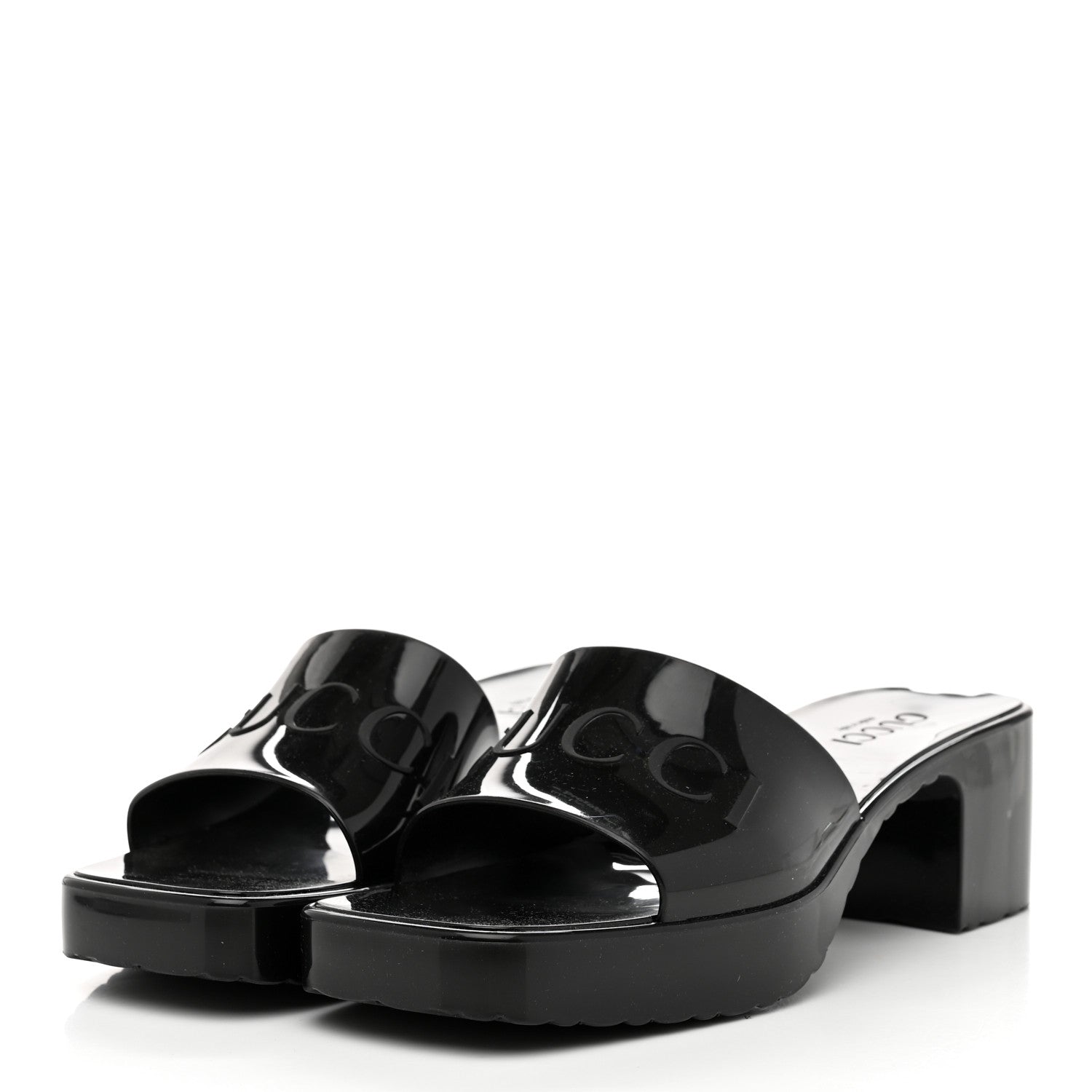 Gucci Rubber Gucci Logo Womens Platform 20/60mm Slide Sandals 37 Black 3 of 9
