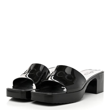 Gucci Rubber Gucci Logo Womens Platform 20/60mm Slide Sandals 37 Black 3 of 9