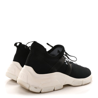 Prada Knit Fabric Womens Logo Sneakers 36 Black White 5 of 9